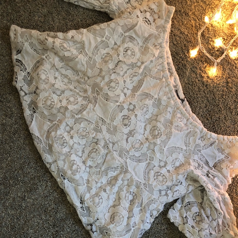 Off the shoulder white lace top
